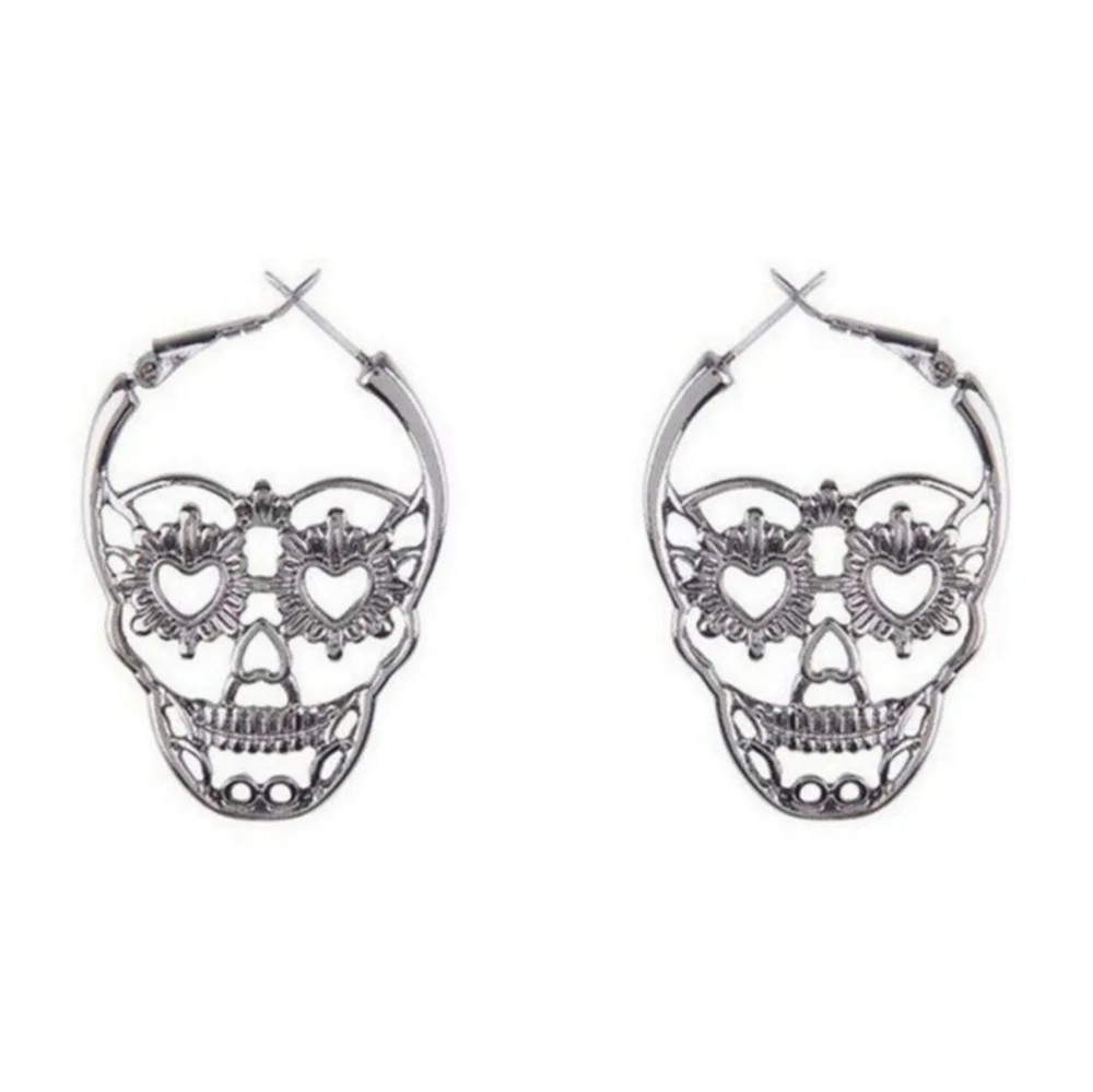 Skull Punk Hoop Earrings - Picture 4 of 16